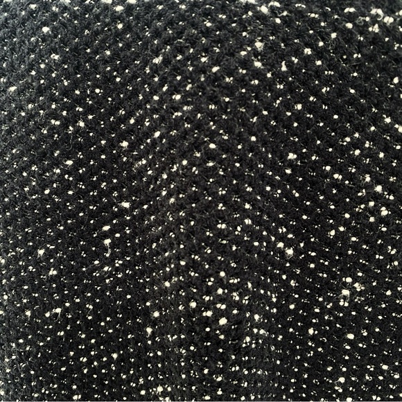 MAJE FIERE black knit white stripe trim crewneck zipper shoulder detail sweater - Picture 7 of 12